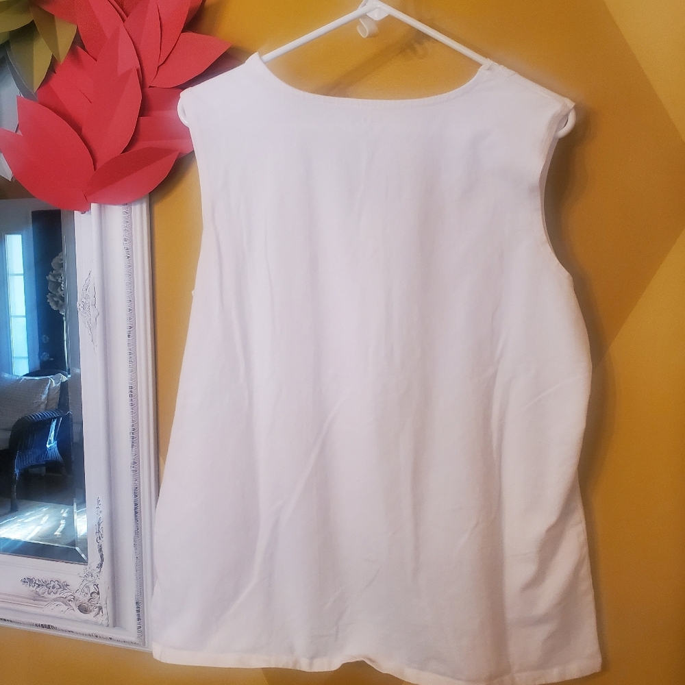 White Stag Lace-Trim Tank Top White Size XXL - Picture 3 of 5